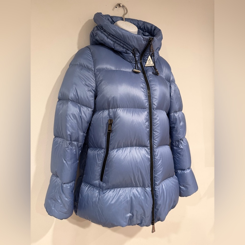 Moncler Serrite blue puffer jacket coat hooded outerwear AUTHENTIC ⭐️siz3/large - Picture 11 of 17
